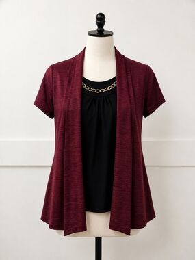 Liz McCoy Sweater Top Combination Short Sleeve